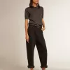 Damespoloshirt van antraciet merinowol