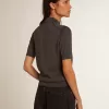 Damespoloshirt van antraciet merinowol