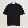Damespoloshirt van marineblauwe merinowol