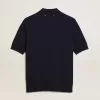Damespoloshirt van marineblauwe merinowol