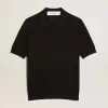 Damespoloshirt van zwarte merinowol