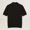 Damespoloshirt van zwarte merinowol