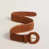 Damesriem van geweven bruin leer