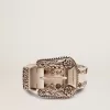 Damesriem van wit leer met gekleurde studs