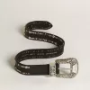 Damesriem van zwart leer met studs