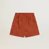 Damesshort in baksteenrood jacquard met maritiem bloemenpatroon