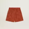Damesshort in baksteenrood jacquard met maritiem bloemenpatroon