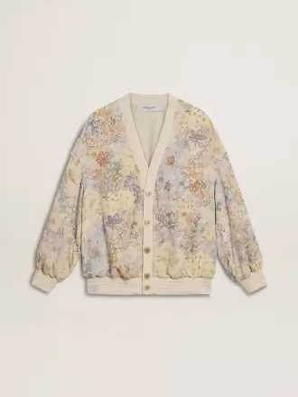 Damesvest met bloemenprint en borduursels