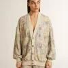 Damesvest met bloemenprint en borduursels
