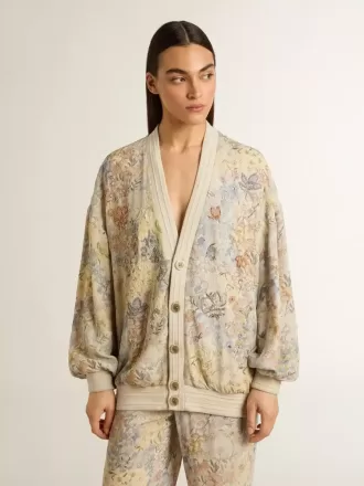 Damesvest met bloemenprint en borduursels