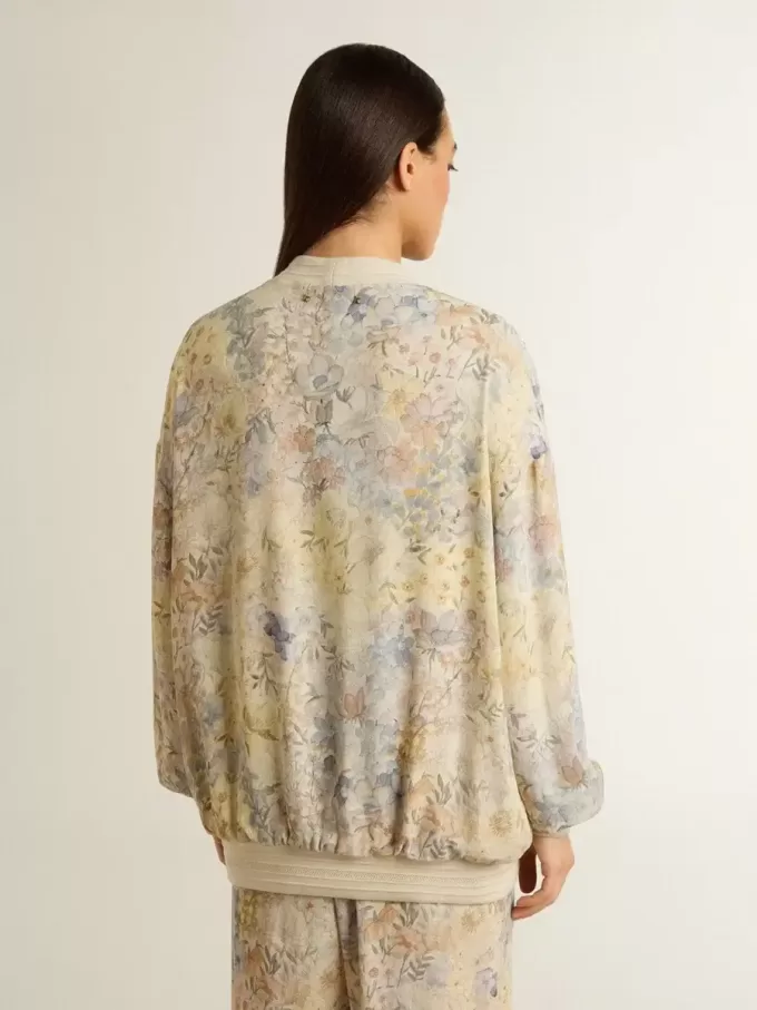 Damesvest met bloemenprint en borduursels