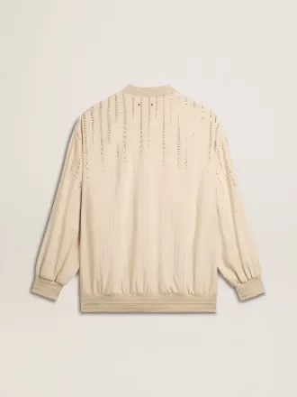 Damesvest van zijde en viscose met krijtstreepmotief