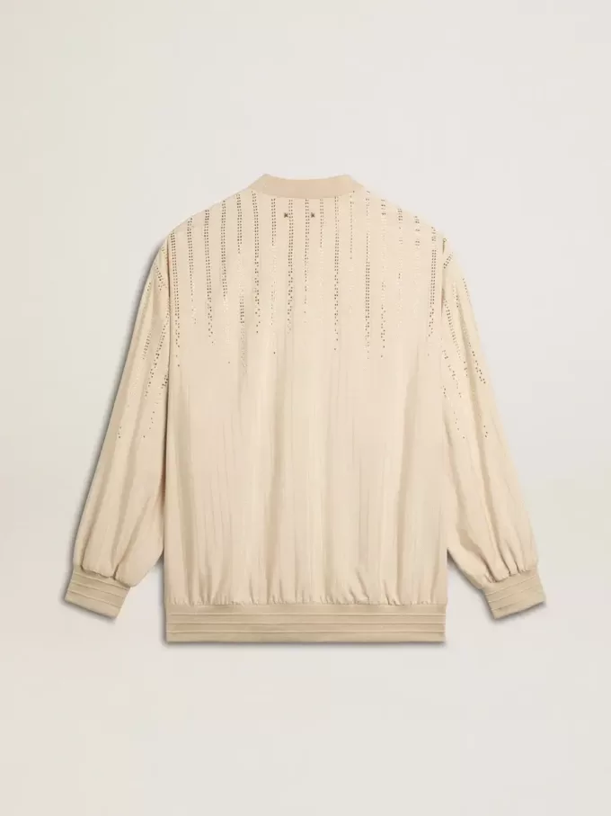 Damesvest van zijde en viscose met krijtstreepmotief