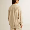 Damesvest van zijde en viscose met krijtstreepmotief