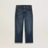 Denim jeans voor jongens met onafgewerkte randen en borduursels