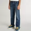 Denim jeans voor jongens met onafgewerkte randen en borduursels