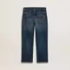 Denim jeans voor jongens met onafgewerkte randen en borduursels