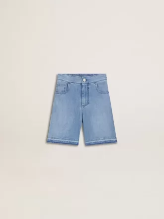Denim korte broek voor kinderen met borduursel op de achterkant