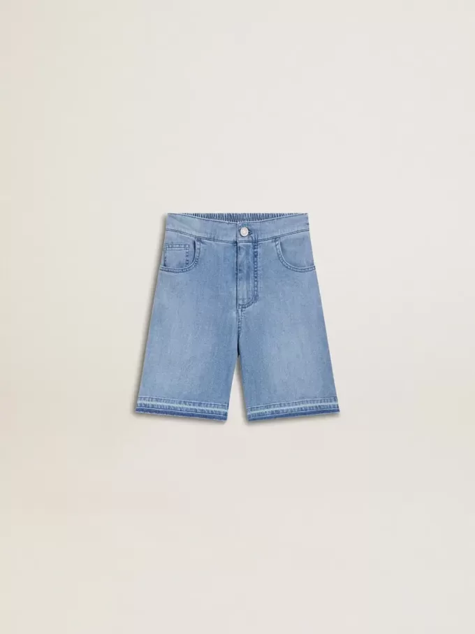 Denim korte broek voor kinderen met borduursel op de achterkant