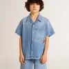 Denim korte broek voor kinderen met borduursel op de achterkant