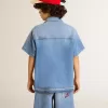 Denim korte broek voor kinderen met borduursel op de achterkant