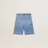 Denim korte broek voor kinderen met borduursel op de achterkant