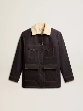 Denim peacoat voor heren