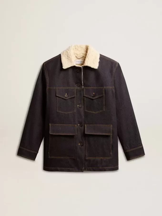 Denim peacoat voor heren