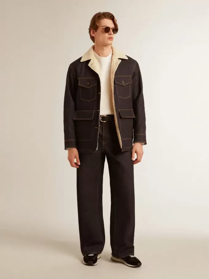 Denim peacoat voor heren