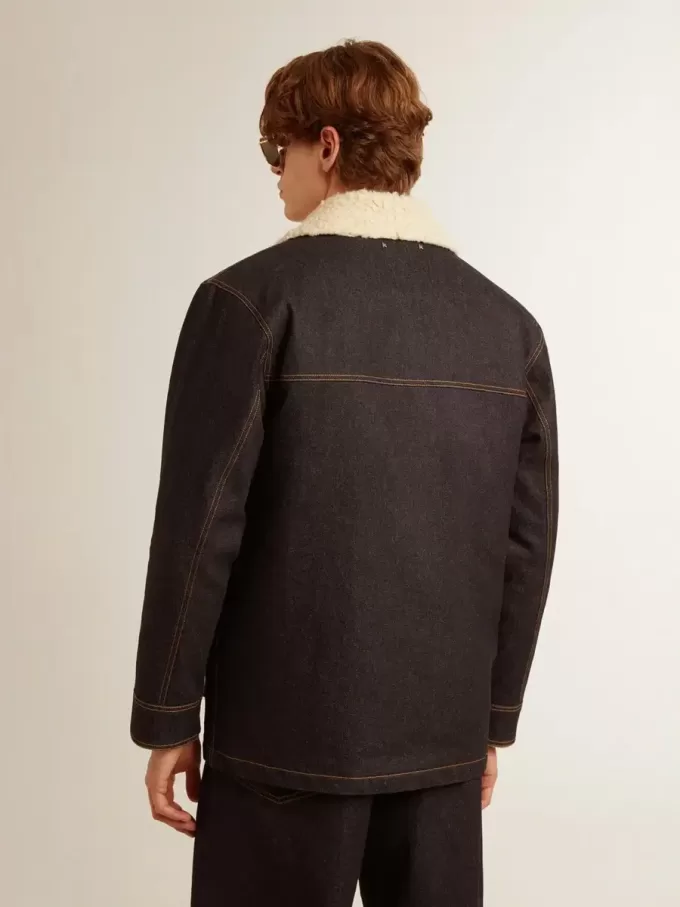 Denim peacoat voor heren
