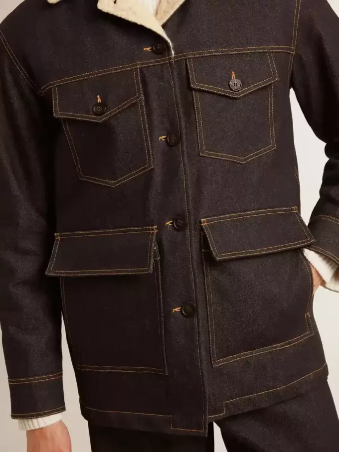 Denim peacoat voor heren