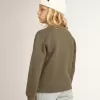 Distressed olijfgroen sweatshirt met gouden letters op de voorkant