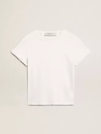 Distressed regular fit dames T-shirt in wit