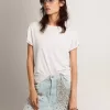 Distressed regular fit dames T-shirt in wit