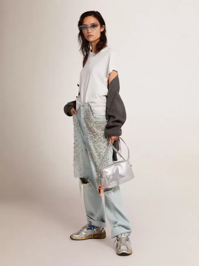 Distressed regular fit dames T-shirt in wit