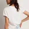 Distressed regular fit dames T-shirt in wit