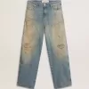Distressed sand-washed jeans voor heren