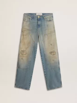 Distressed sand-washed jeans voor heren
