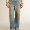 Distressed sand-washed jeans voor heren