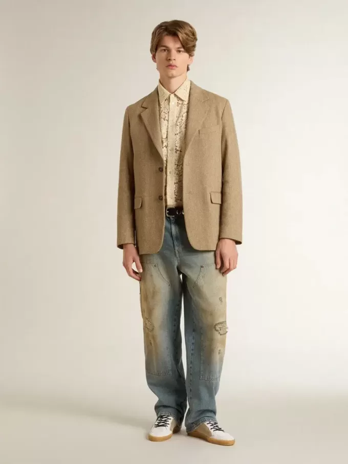 Distressed sand-washed jeans voor heren