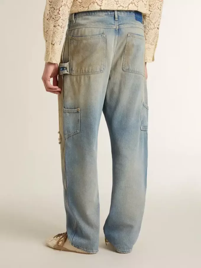 Distressed sand-washed jeans voor heren