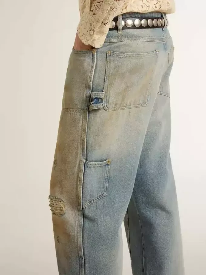 Distressed sand-washed jeans voor heren