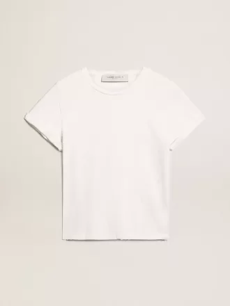 Distressed slim-fit dames-T-shirt in wit