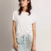 Distressed slim-fit dames-T-shirt in wit