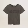 Distressed slim-fit T-shirt in antracietgrijs