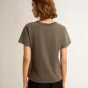 Distressed slim-fit T-shirt in antracietgrijs