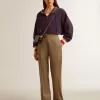Donkerblauw cropped sweatshirt met ritssluiting en geborduurde capuchon