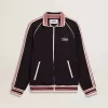 Donkerblauw herensweatshirt met ritssluiting en wit logo