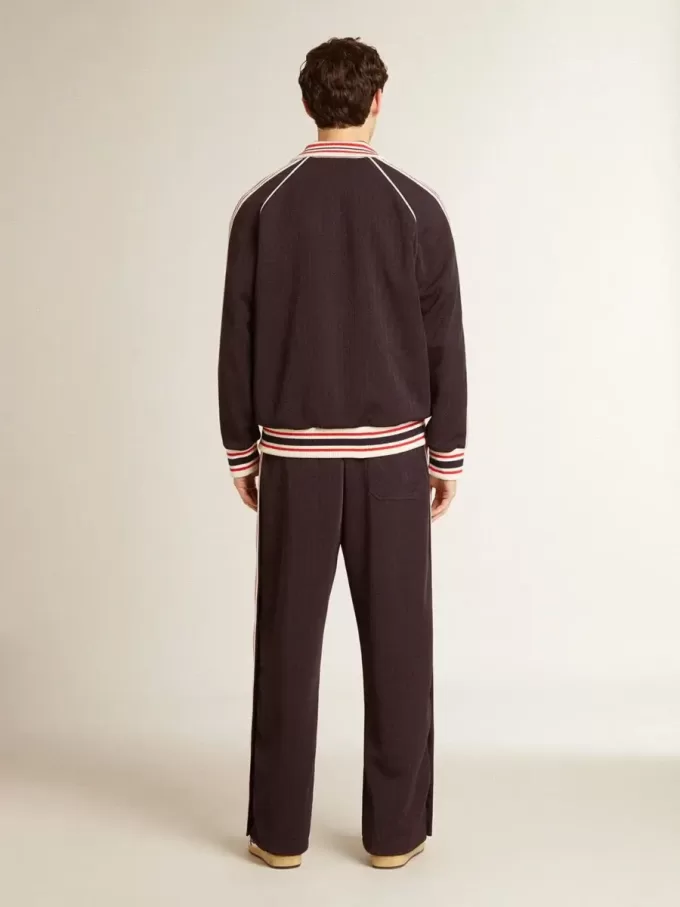 Donkerblauw herensweatshirt met ritssluiting en wit logo