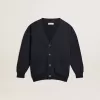 Donkerblauw katoenen vest met logo op de achterkant
